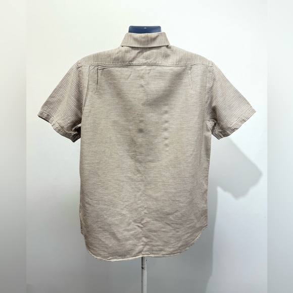 HART SCHAFFNER MARX Men’s tan and white check short sleeve shirt size L. - Picture 6 of 12